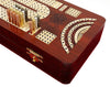 House of Cribbage 14" Continuous Cribbage Board - Maple & Bloodwood, Card Storage, Red Tracks, Model 43234-1024