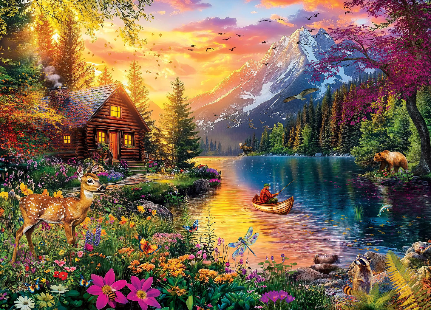 MasterPieces Evening Tranquility 1000 Piece Jigsaw Puzzle for mature-themeds - 19.25x26.75 - Nature Scene  Collage Puzzle  Unisex mature-themed