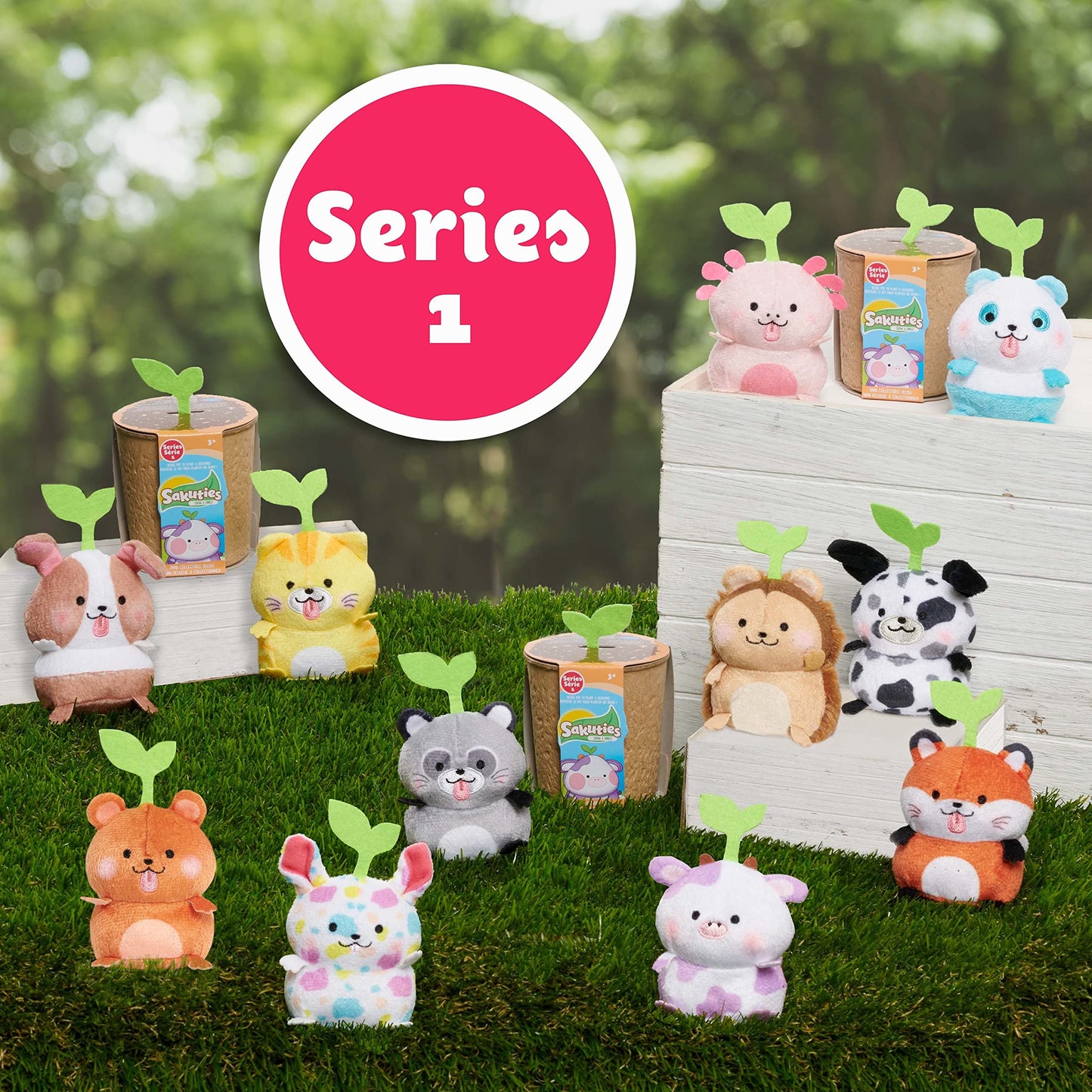 Sakuties Mini Collectible Stylized Plush Stuffed Animals, 3-Pack Blind Collectible, Kids Toys For Ages 3 Up By Just Play