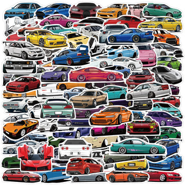 Dulefun 100Pcs Jdm Car Stickers, Racing Sport Car Stickers Vinyl Waterproof For Water Bottles Laptop Guitar Skateboard Scrapbook