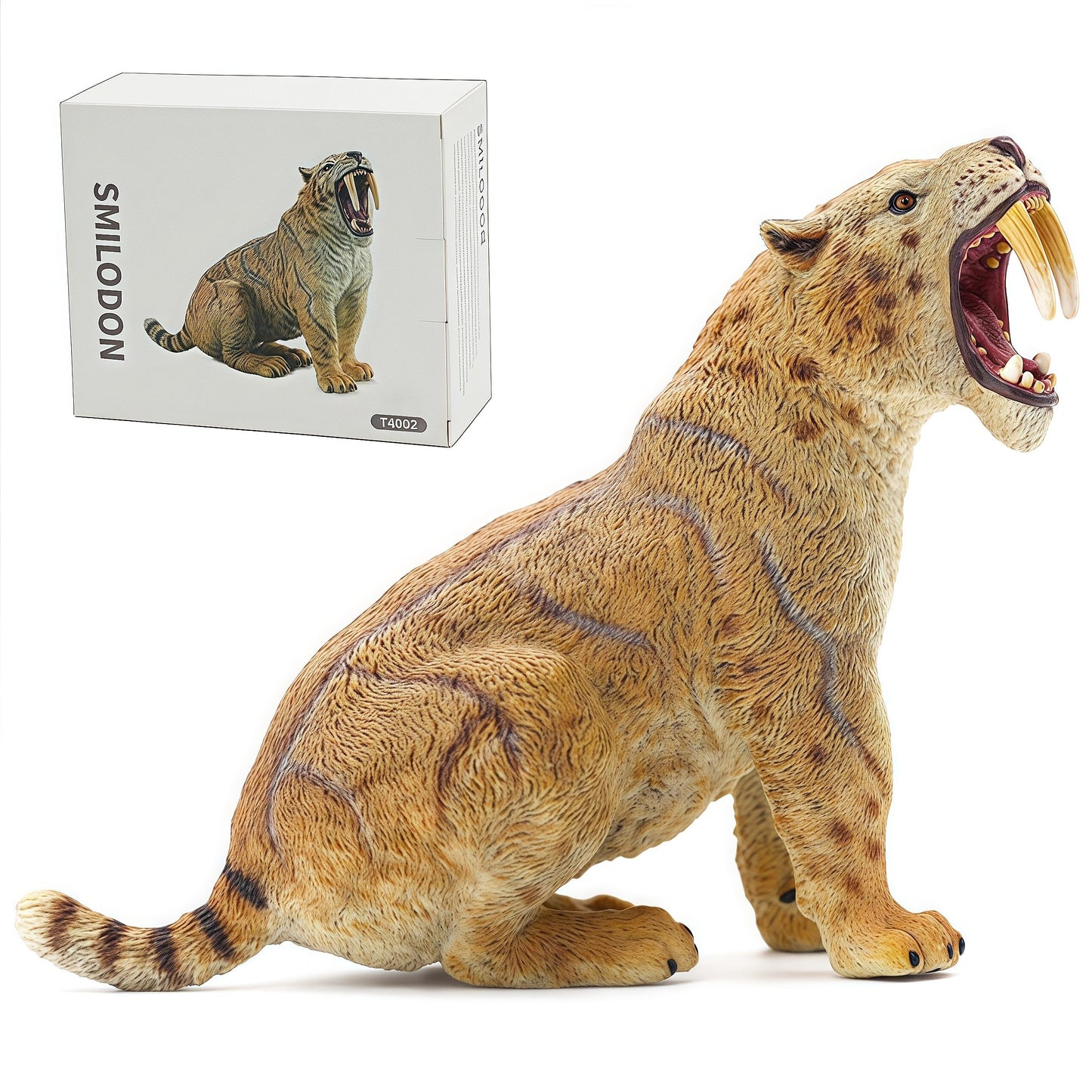 Gemini&Genius Smilodon Action Figure Toy, Saber-Toothed Tiger Wild Animal Model Toy, Beautiful And Accurate Sculptures Of Tiger Animal Toy Figure, Gift, Collection, Display & Play For Kids Collectors