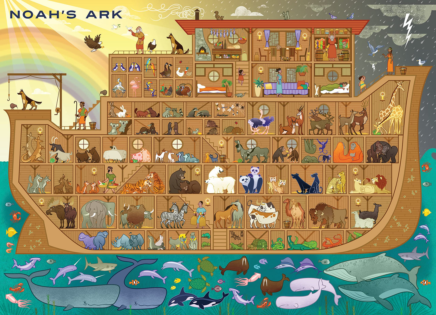 Blue Lobster 1000 Piece Puzzle - Noah's Ark, Cardboard, Blue & White
