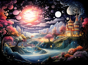 Prime Time Puzzles 1000 Piece Jigsaw Puzzle For Adults - Colorful Magic River Mansion - Challenging Puzzle Perfect For Game Nigh