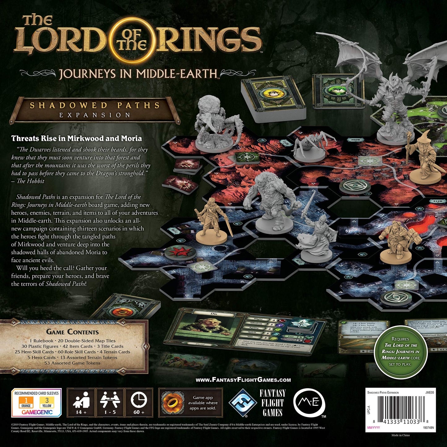 Fantasy Flight Games The Lord of the Rings Journeys in Middle-earth Shadowed Paths Expansion Board Game, 1-5 Players, Multicolor, JME05
