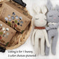 Cotton Crochet Bunny Doll Rattle Sleepy Head Bunny Toy | 13 Inch Baby First Stuffy Amigurumi Buddy Security Blanket Newborn Photo Prop (Gray Sleepy Bunny)