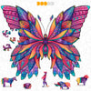 Hodslen Woods - Animal Wooden Jigsaw Puzzles for Kids (12+ Years) mature-themed  Teens  Family; Majestic Animal Shaped Natural Wood Puzzle  Medium Level 12.2x12.2 in. (31x31 cm) 130 pcs  L - Size - Butterfly