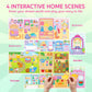 Klever Kits Reusable Sticker Book for Kids, My Dream Home 4 Play Scenes with 200+ Washable Stickers Plane Activity for Toddler A