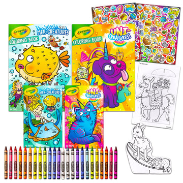 Crayola Coloring Books Set - 13 Pc Animal Activity Books with Crayons & Stickers, Multicolor, Paper, Ideal for Kids & Toddlers
