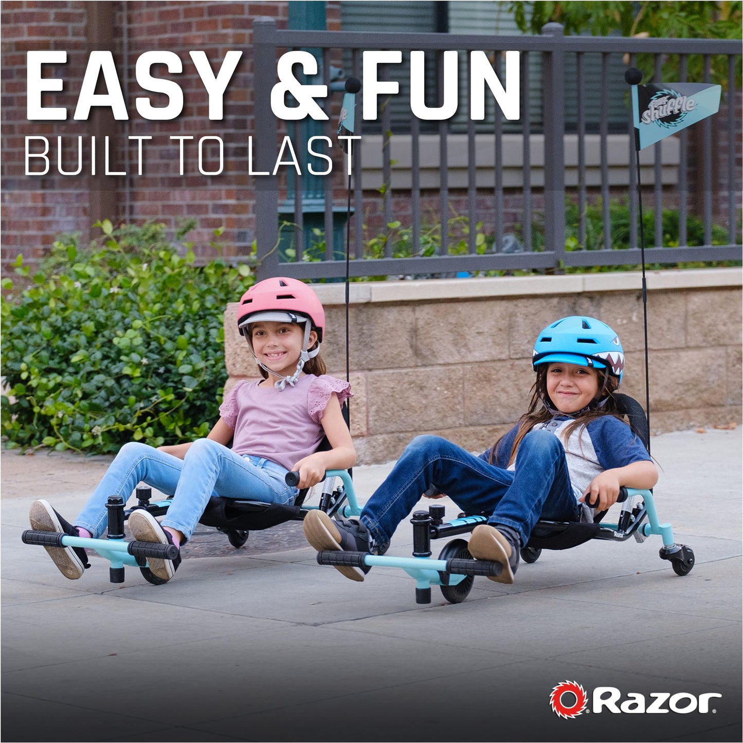 Crazy Cart Shuffle by Razor - Kid-Powered Drifting Go-Kart for Ages 4+, Crazy Cart Drift Bar Technology, Adjustable Frame with 5