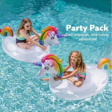 JOYIN Large Inflatable Unicorn Pool Float - Colorful Glitter Ride-On Raft for Kids, Perfect for Summer Pool Parties and Beach Fun