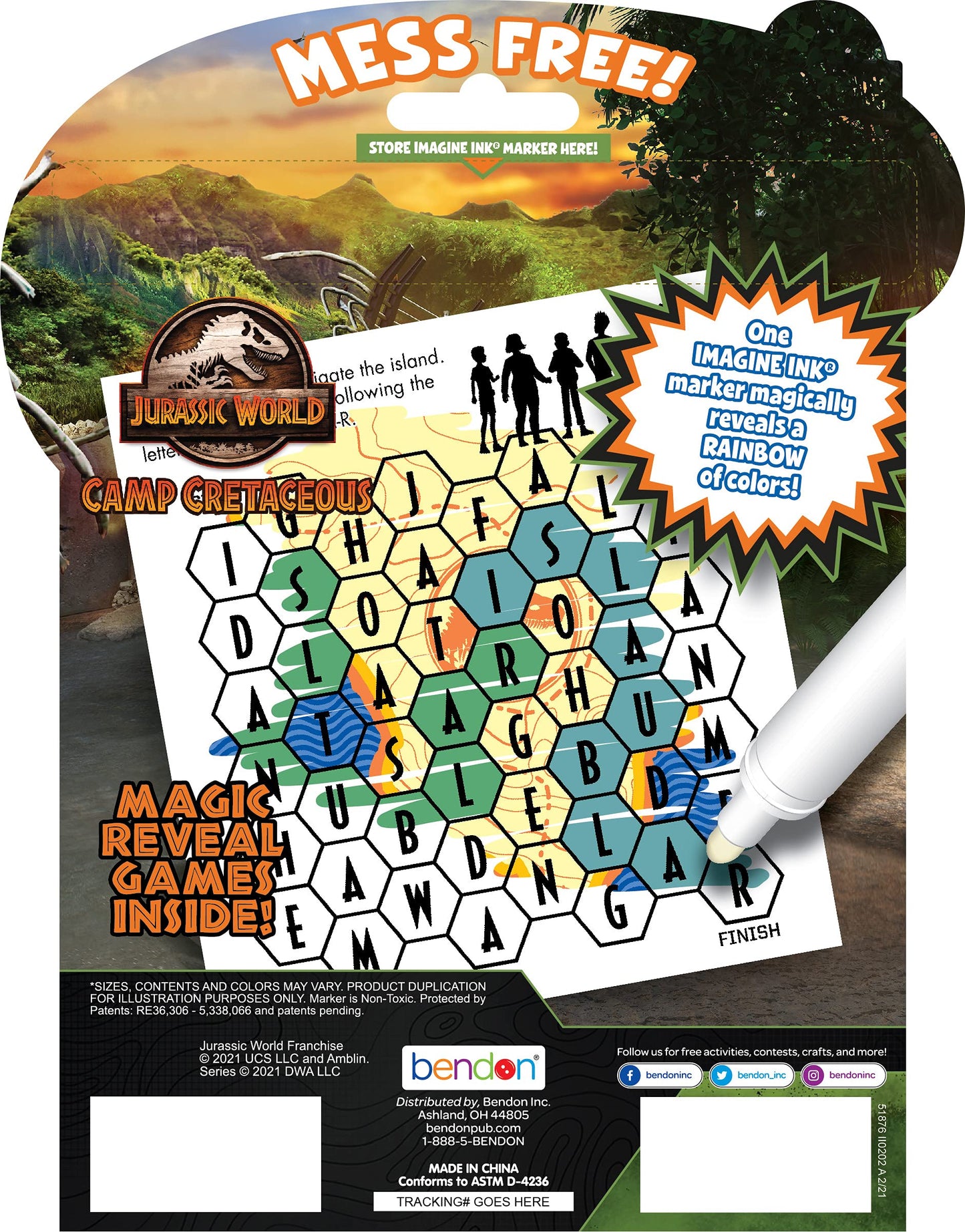 Bendon Jurassic World Coloring Book - Imagine Ink, Mess-Free, Multicolor, Model 51523, Paper