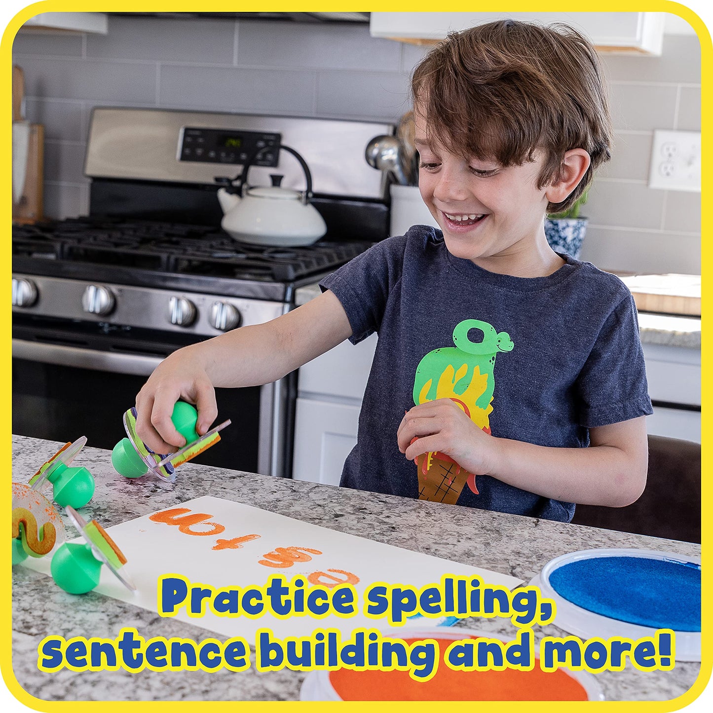 READY 2 LEARN Giant Stampers - Alphabet - Lowercase - Easy to Hold Foam Stamps for Kids - Arts and Crafts Stamps for Displays, P