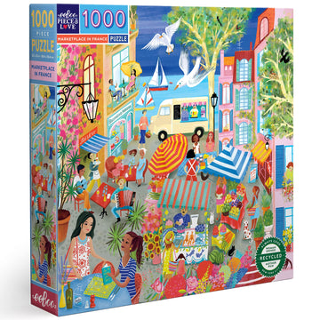 eeBoo: Piece and Love Marketplace in France 1000 Piece Square mature-themed Piece Puzzle  23 x 23 When Completed  Sturdy Puzzle Pieces  for Ages 14 and up