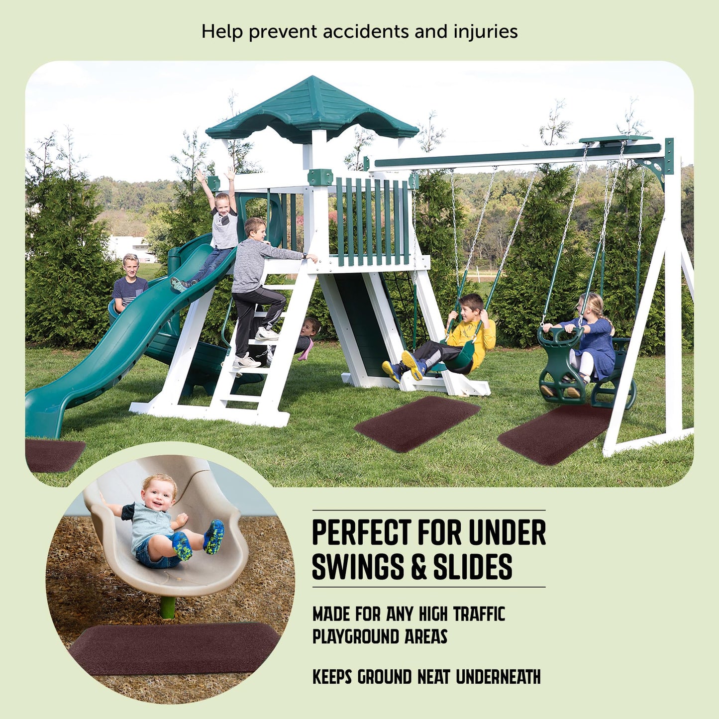 Playsafer Playground Safety Rubber Wearmat For Swingsets And Slides - 1'' Thick X 24'' W X 40'' L (1 Pack, Red)