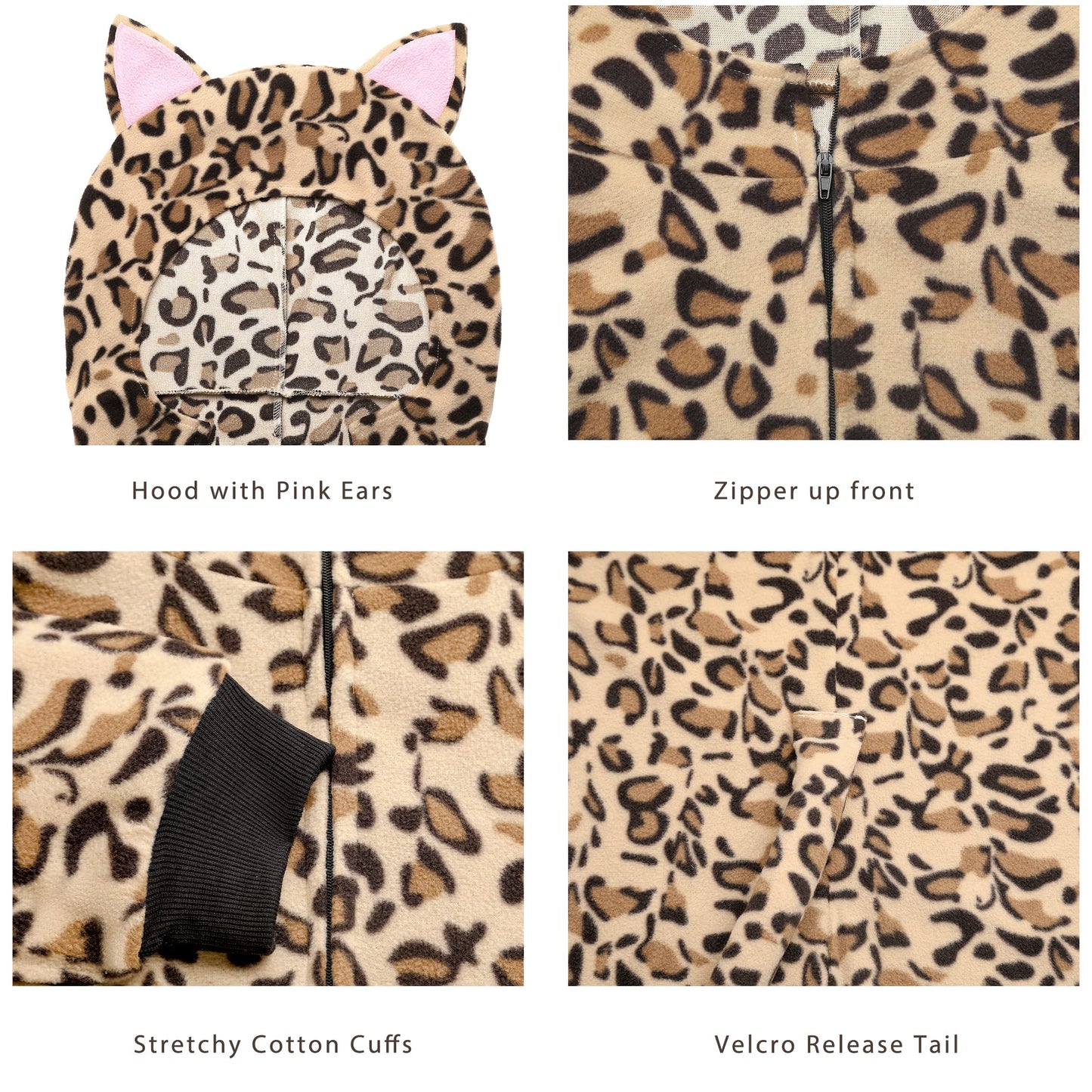 Wizland Leopard Costume For Kids One Piece Cheetah Costume Kids Cheetah Costume Cat Onesie Cheetah Onesie Kids 6-8