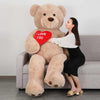 Tezituor Giant Teddy Bear 6ft - Soft Microfiber with Red Heart, Brown Color, Perfect for Gifts and Anniversaries