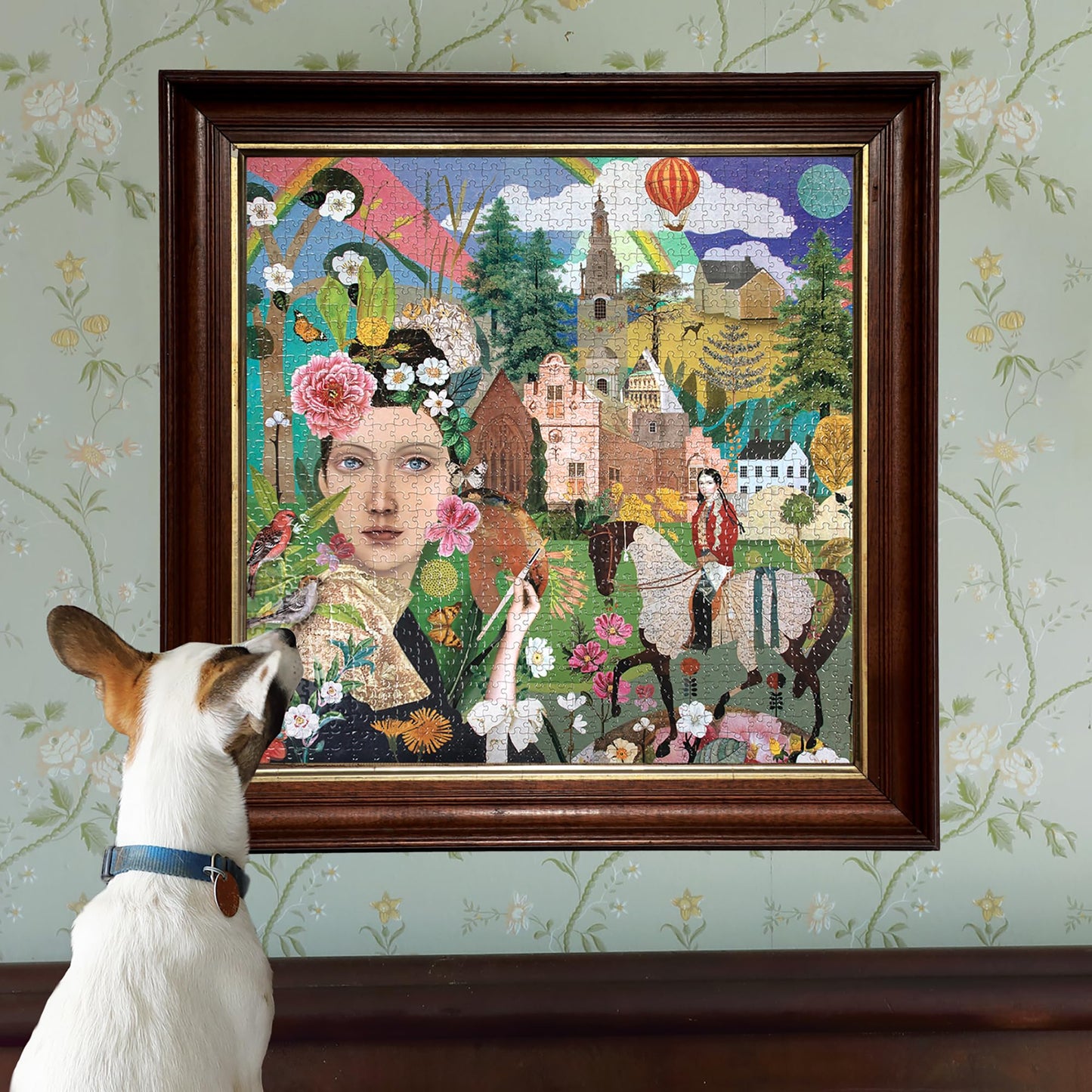 eeBoo Piece & Love: Artist & Daughter - 1000 Piece Puzzle - mature-themed Square Jigsaw  23x23  Includes Image Reference Insert  Glossy Pieces