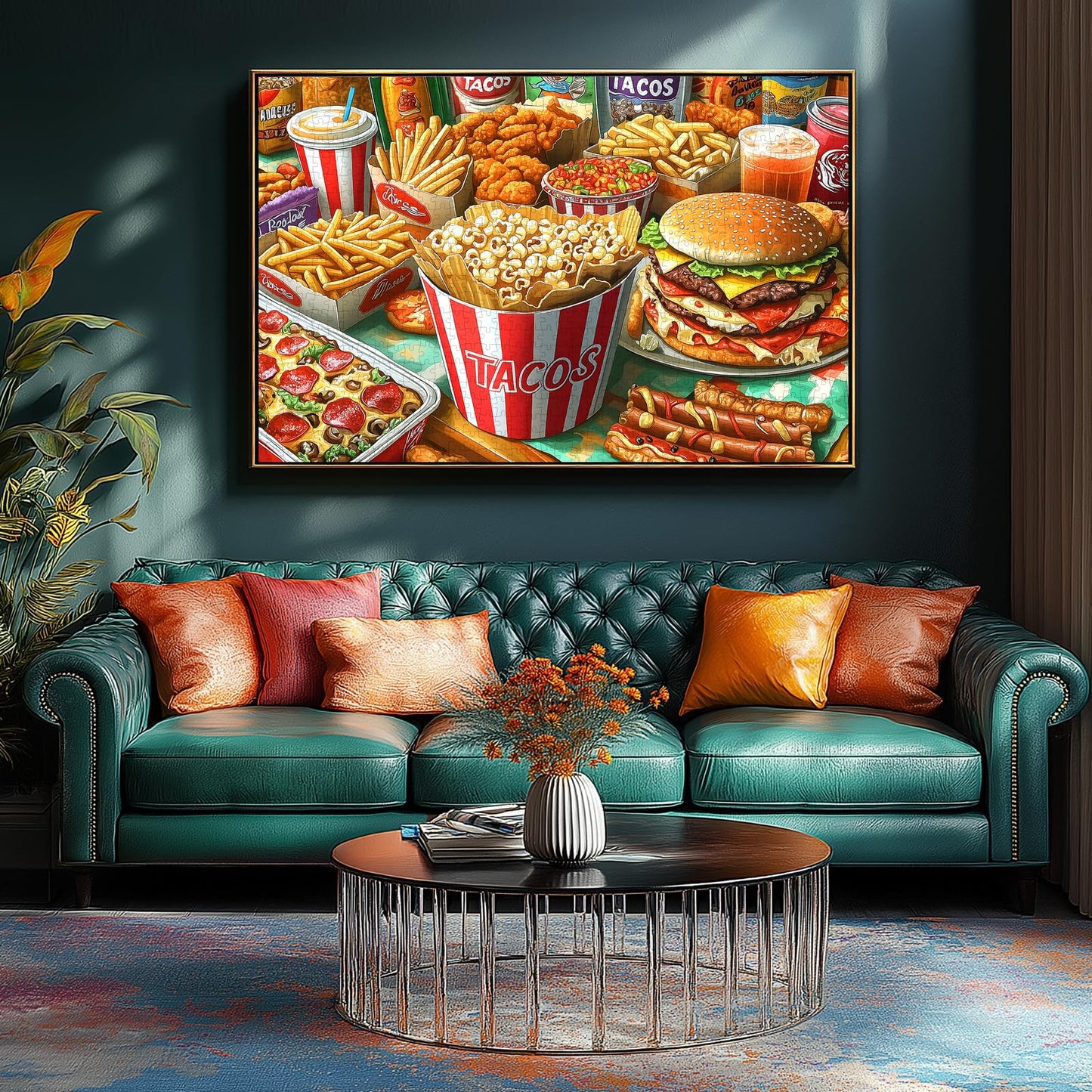 1000 Piece Puzzles For Adults Clearance, Super Delicious Food Burger & Fries Puzzle For Adults, Hard Challenge Art Jigsaw Puzzle