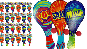 Ja-Ru Wooden-Paddle Ball With String (Pack Of 24) Vintage Retro Toys Paddle Ball Set | For Kids, Boy And Girl Toy | Indoor, Outdoor Set Games | Party Favors Birthday. Plus 1 Bouncy Ball | 751-24P