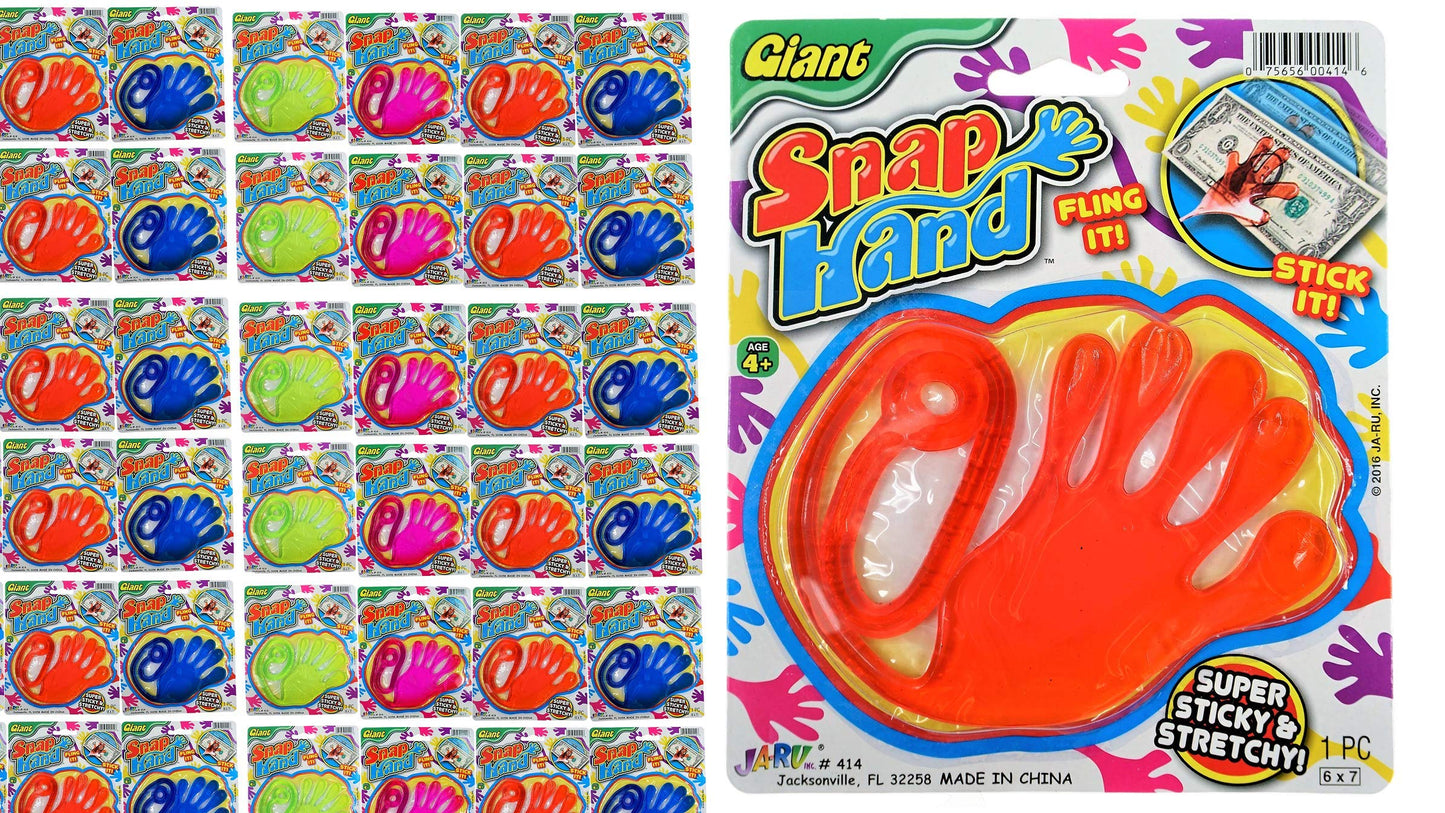 Ja-Ru Giant Stretchy Sticky Hands For Kids (24 Units Assorted) Sticky Hands Party Favors For Kids Goodie Bags. Bulk Treasure Box Toys For Classroom Prizes. 414-24S
