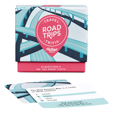 Ridley'S Road Trips Travel Trivia Card Game – Trivia Game For Adults And Kids – 2+ Players – Includes 80 Questions And Bonus Facts – Fun Quiz Cards, Makes A Great Gift