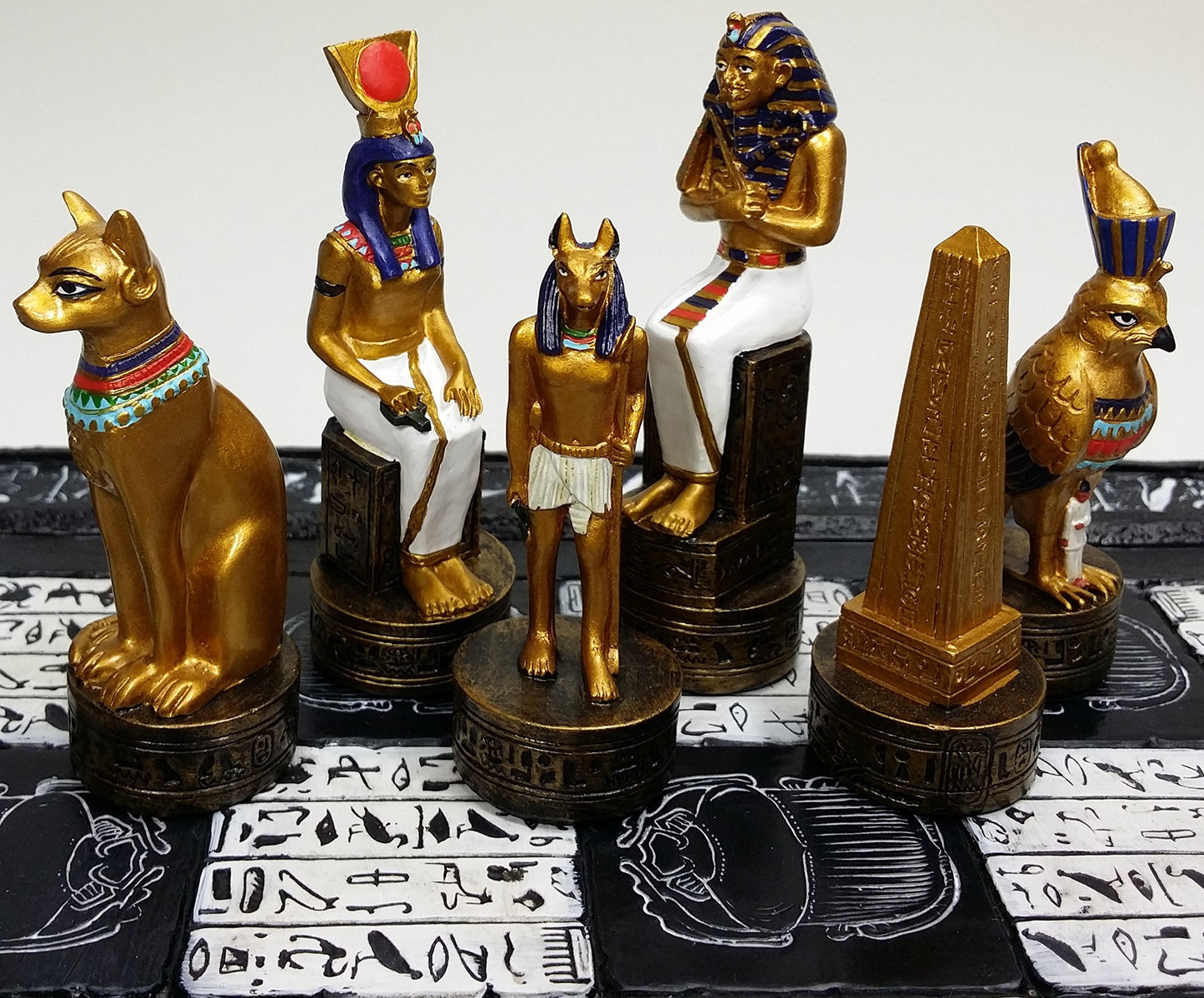 Hpl Egyptian Anubis Buff And Gold Set Of Chess Men Pieces - No Board
