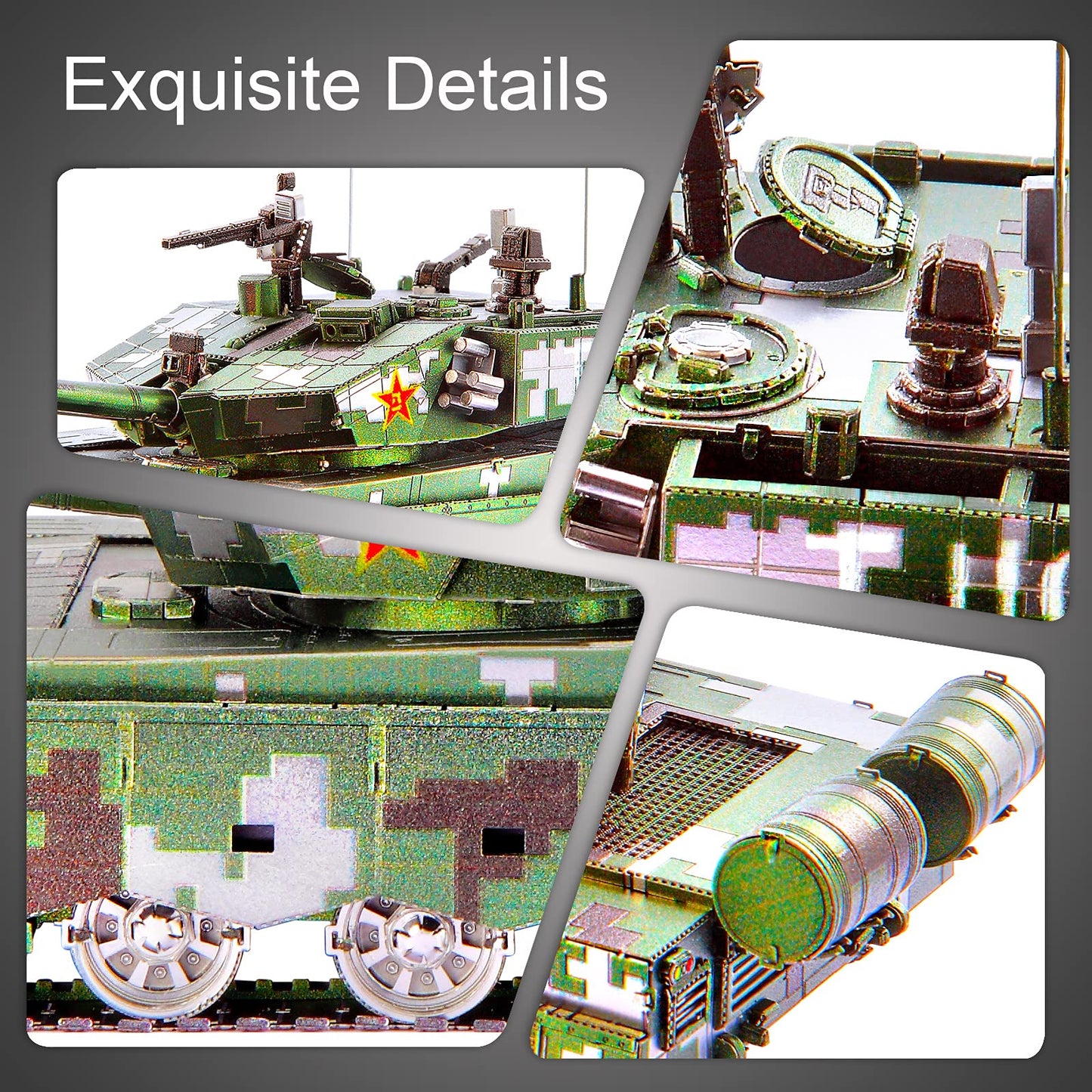 Piececool Metal 3D Puzzles For Adults Or Teens, Military Tank T-90A Diy 3D Metal Model Building Projects Kits Brain Teaser Puzzle - Great Gift Idea,150 Pcs