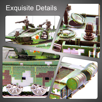 Piececool Metal 3D Puzzles For Adults Or Teens, Military Tank T-90A Diy 3D Metal Model Building Projects Kits Brain Teaser Puzzle - Great Gift Idea,150 Pcs