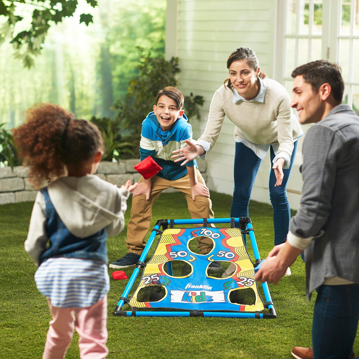 Franklin Sports Kids Bean Bag Toss - 5 Hole Bean Bag Toss Game With (4) Bean Bags - Portable Indoor + Outdoor Target - 31' X 33'