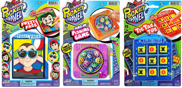 Ja-Ru Pocket Travel Toys Tic Tac Toe Game, Magnetic Fishing Game, & Magnetic Face Toy (3 Toys Bundle Set) Hand Held Mini Games F