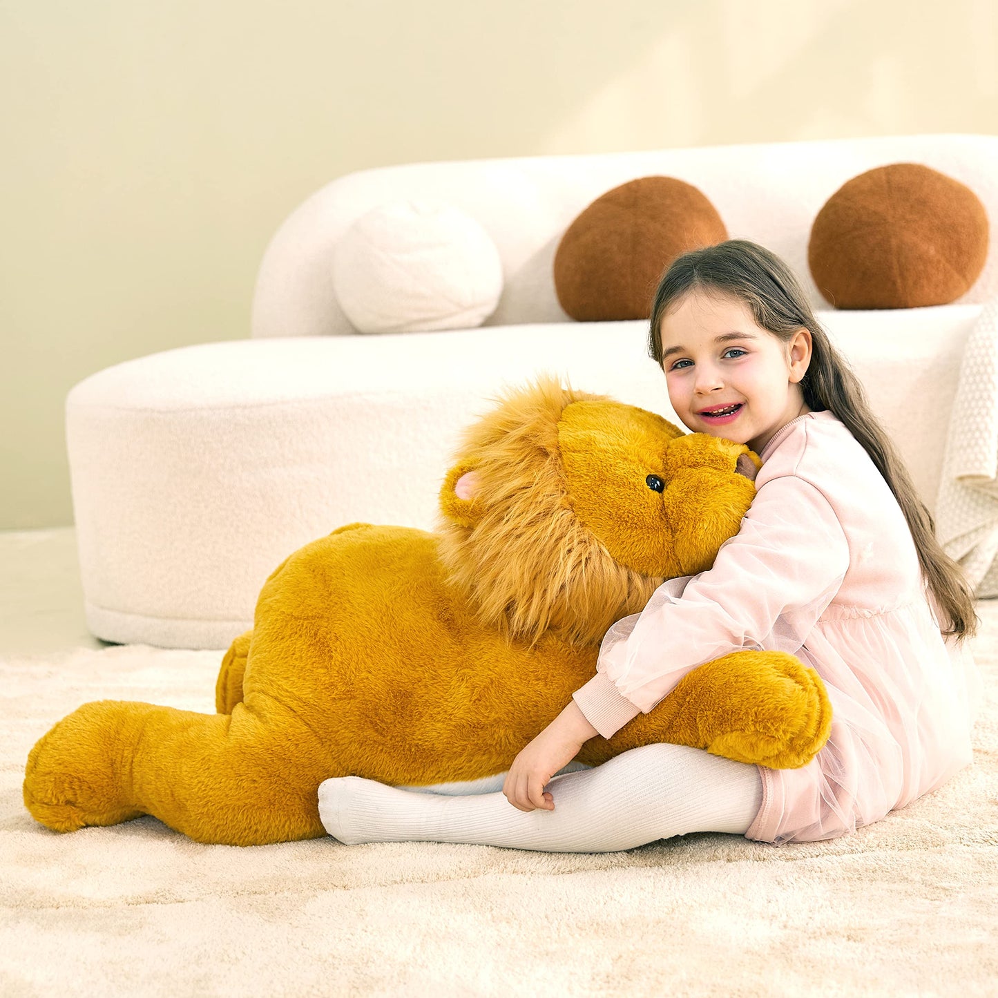 Ikasa Large Lion Stuffed Animal Plush Toy,30' Giant Lions Cute Jumbo Soft Toys,Huge Big Size Plushy Fluffy Fat Oversized Plushie,Gifts For Kids Girls