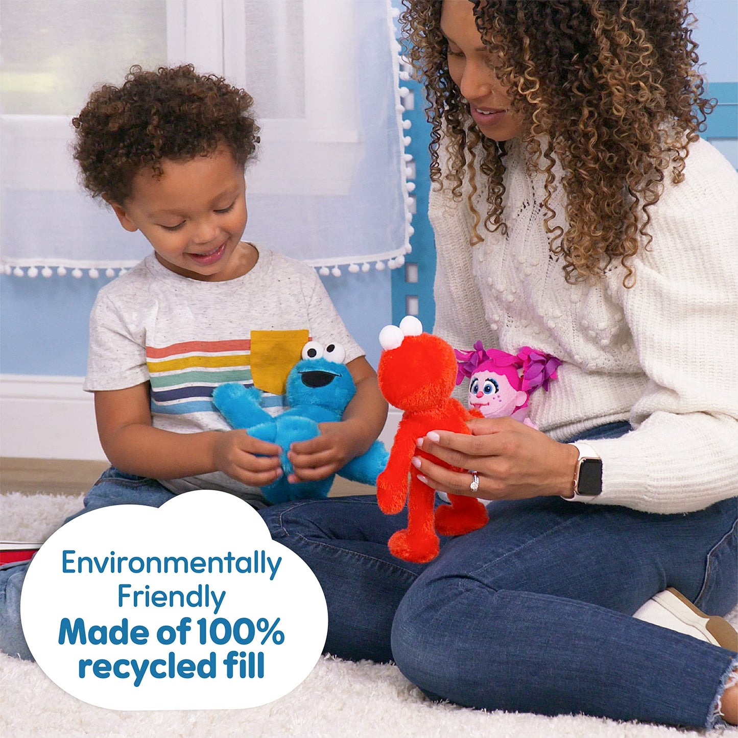 Just Play Sesame Street Friends Bert And Ernie 8-Inch 2-Piece Sustainable Plush Stuffed Animals Set, Kids Toys For Ages 18 Month