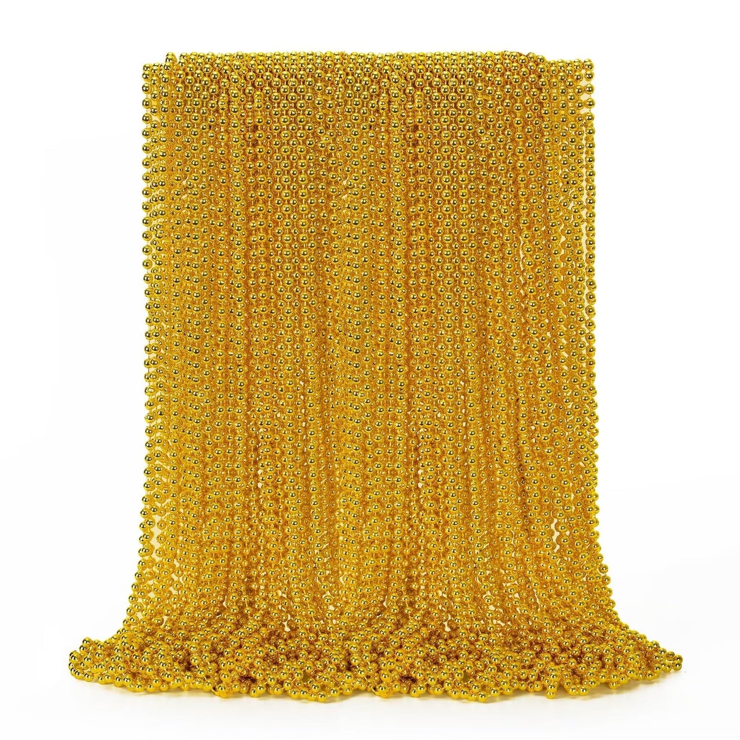 50Pcs Mardi Gras Beads, Gold Bead Necklace Stuff, 33'' Mardi Gras Christmas Beads Necklace Costume, Festival Parade Throw Access