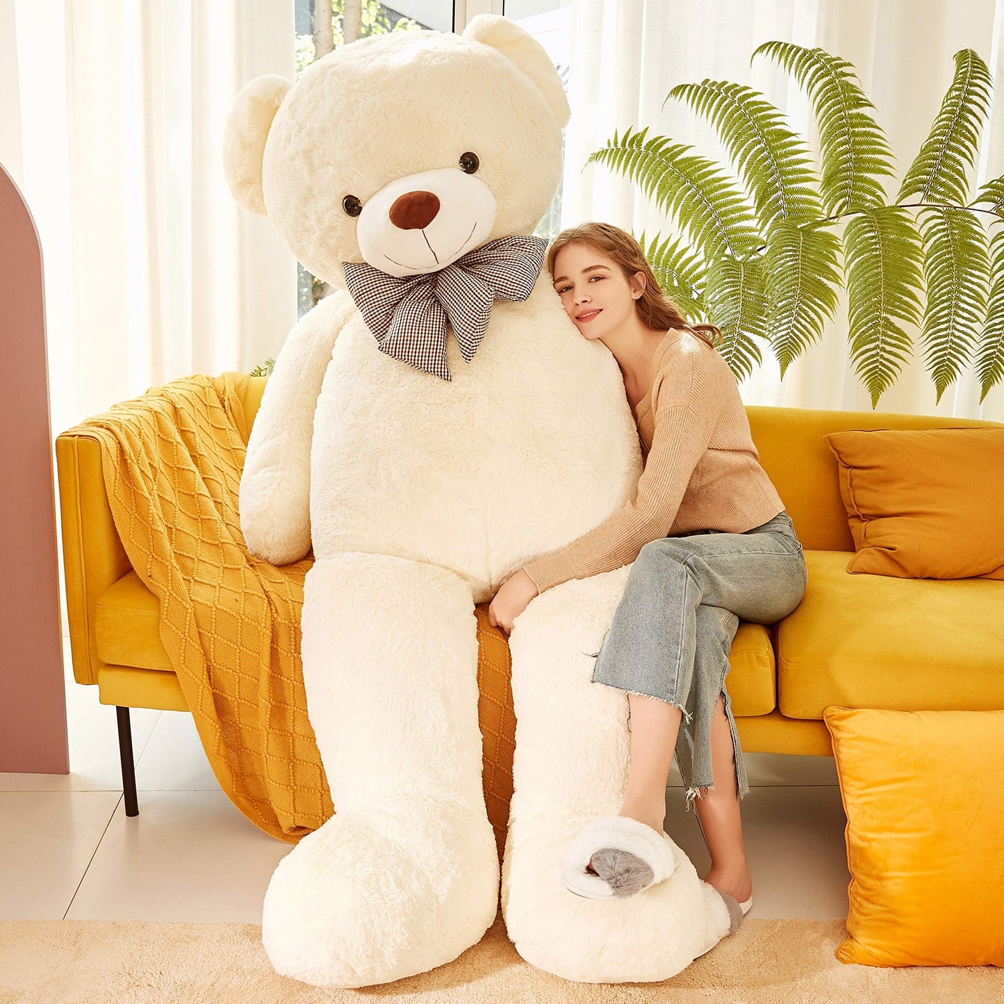 Ikasa Giant Teddy Bear Plush Toy Stuffed Animals (White, 70 Inches)