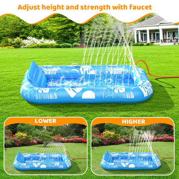 Voice-tank Inflatable Tanning Pool Lounger Float, 77"x48", Blue Vinyl, Adult with Pillow & Drink Holder, 6 in 1 Sunbathing Raft