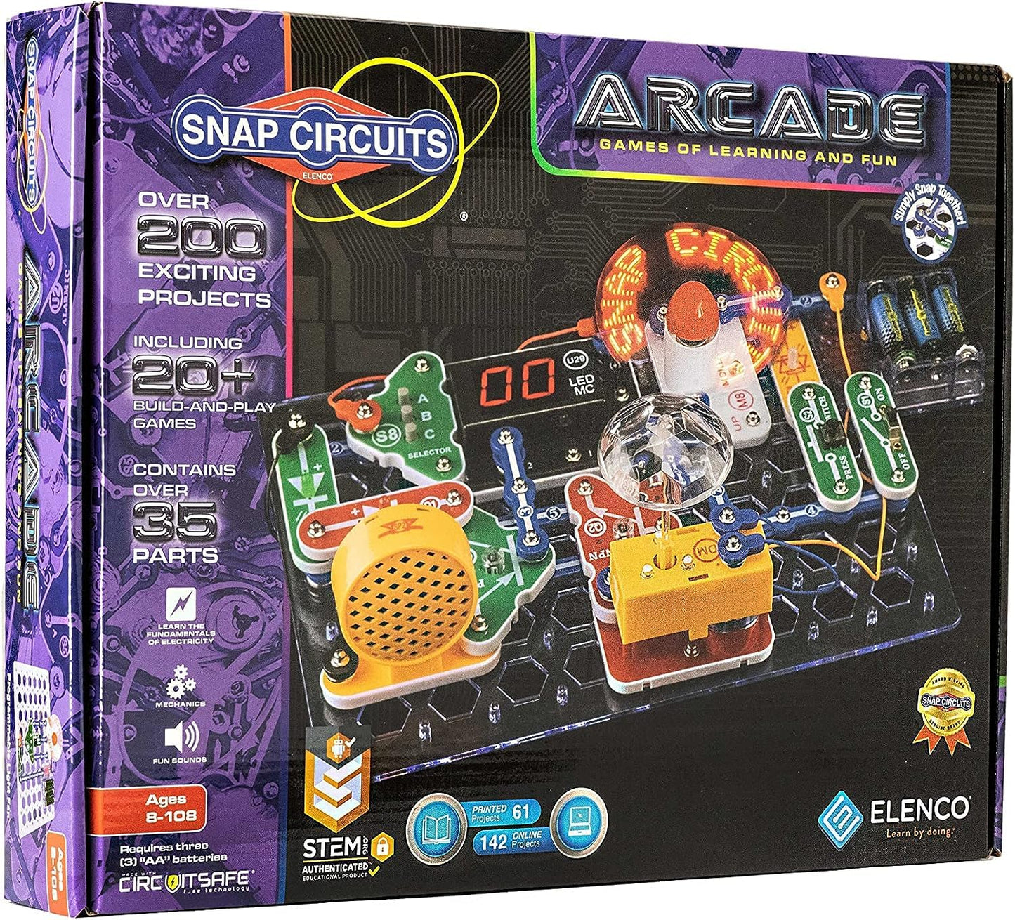 Snap Circuits Arcade Electronics Exploration Kit, STEM Activities for Ages 8+, Model SCA-200, Plastic, Medium Size
