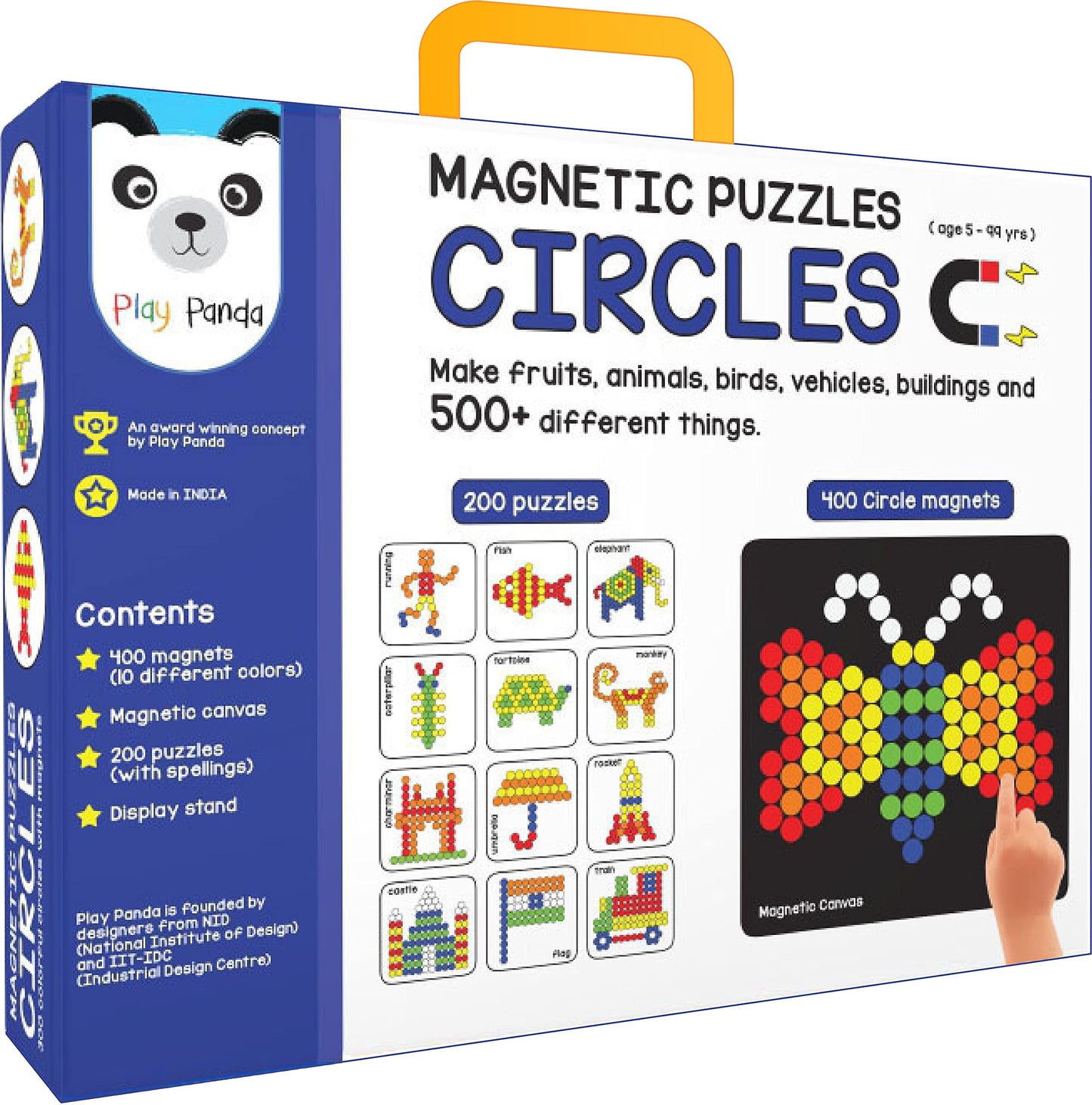 Play Panda Magnetic Puzzles : Circles - Includes 400 Magnets, 200 Puzzles, Magnetic Board, Display Stand - for Boys and Girls