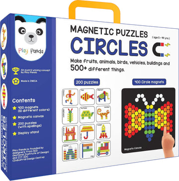 Play Panda Magnetic Puzzles : Circles - Includes 400 Magnets, 200 Puzzles, Magnetic Board, Display Stand - for Boys and Girls