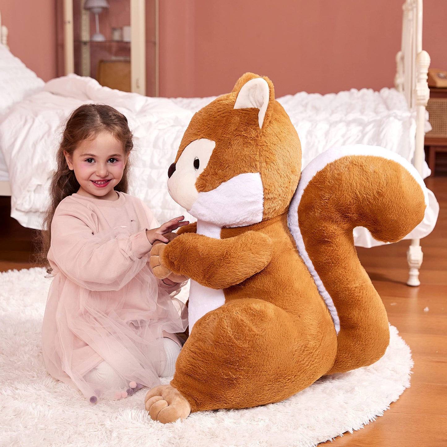 IKASA Large Squirrel Plush Toy - 23" Jumbo Fluffy Stuffed Animal, Soft Polyester, Ideal Gifts for Kids