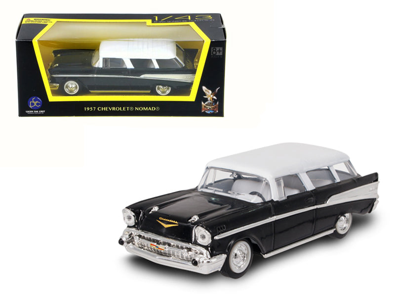 1957 Chevrolet Nomad Black With White Top 1/43 Diecast Model Car By Road Signature