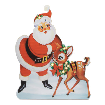 LED Santa and Deer 19.5L x 24H Iron 3 AA Batteries Not Included
