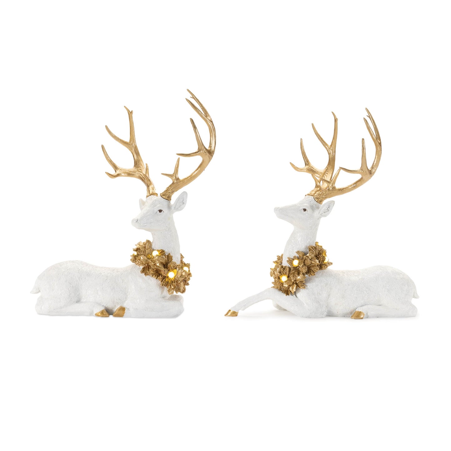 LED Deer (Set of 2) 16L x 20H, 19.5L x 20H Resin 3 AA Batteries Not Included