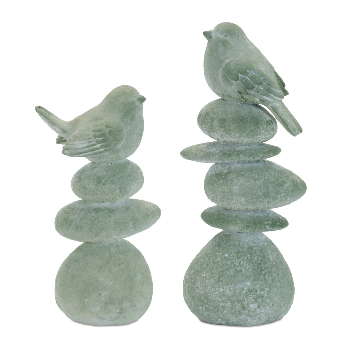 Bird on Rocks (Set of 4) 8.25H, 10.25H Resin