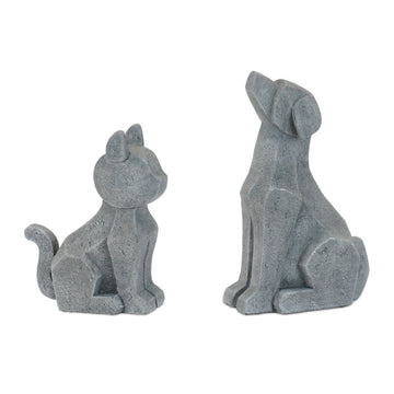 Dog and Cat (Set of 4) 5.5H, 7H Resin