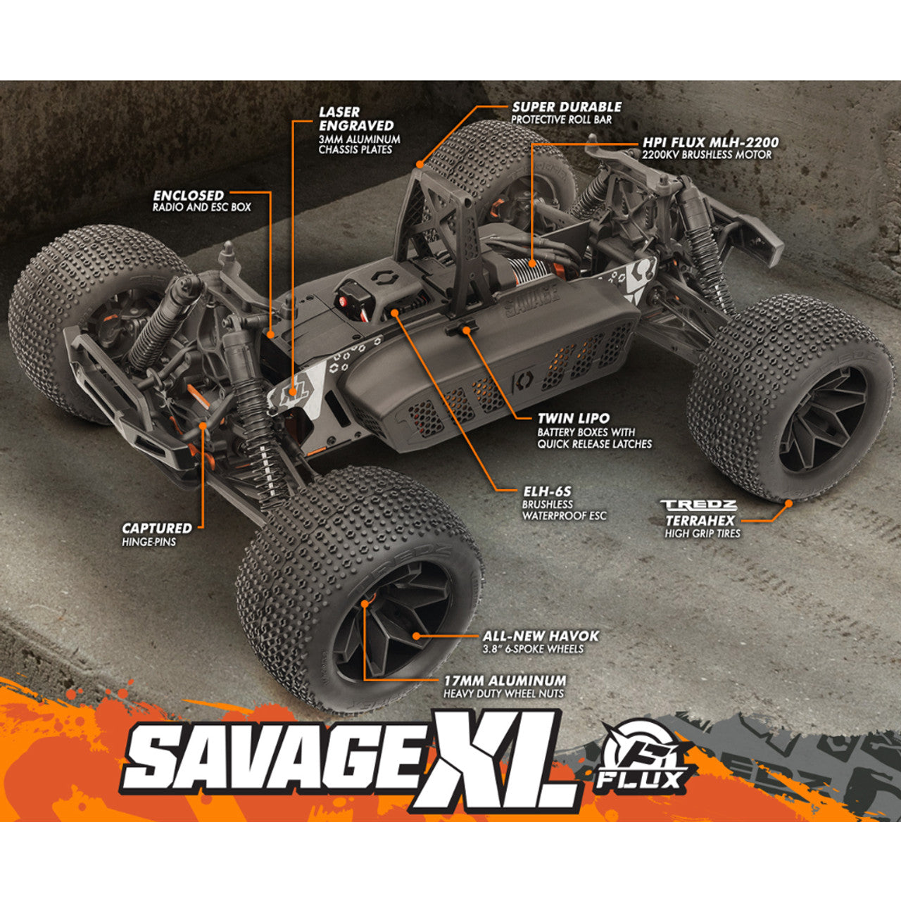 HPI Savage XL FLUX GTXL-6 1/8 4WD Brushless Monster Truck RTR