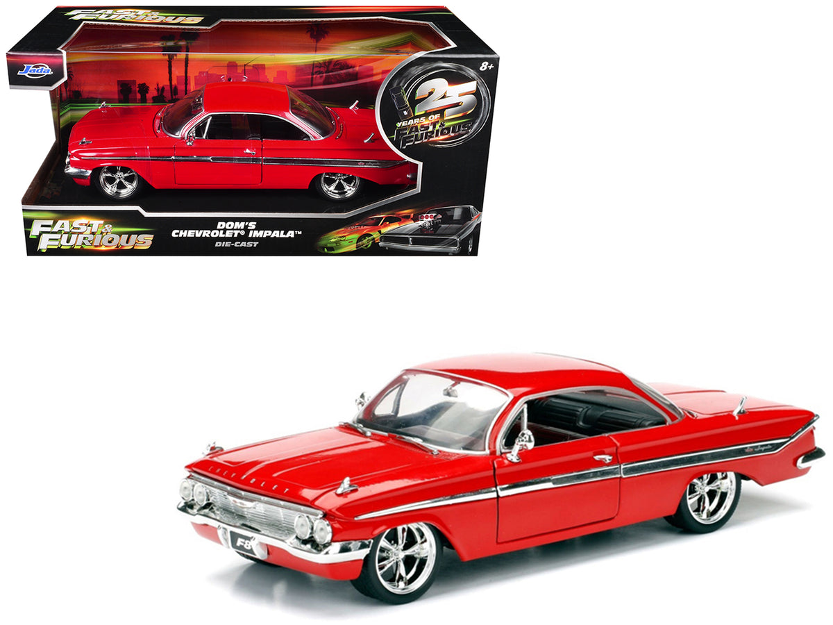 Doms Chevrolet Impala Red inchFast & Furious F8: The Fate of the Furiousinch (2017) Movie inch25 Years of Fast & Furiousinch Series 1/24 Diecast Model Car by Jada