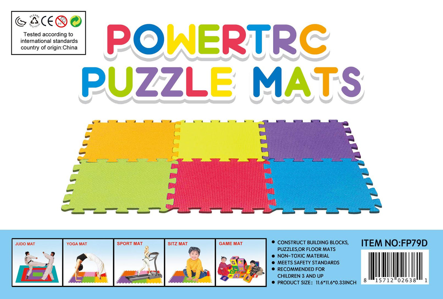 Foam Puzzle Mat 10 12''X12'' Connectable Pieces