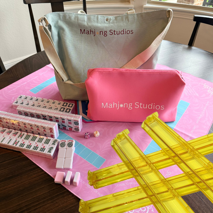 Two color Pink 166-Tiles Mahjong Bundle - American Mahjong Mat Rack Tote