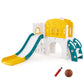 9-in-1 Toddler Slide L-Shaped with Basketball Hoop and Steering Wheel
