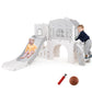 9-in-1 Toddler Slide L-Shaped with Basketball Hoop and Steering Wheel